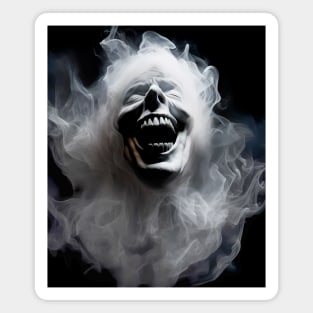 Halloween Ghost 6: Sinister Ghost Laughing on a Dark Background Magnet